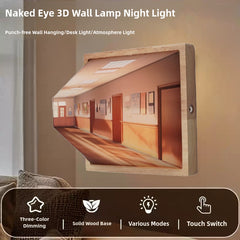 3D Illusion Wall Lamp & Night Light, Punch-Free, USB Charging